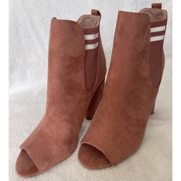 🆕 Mauve Pink Open Toe Heel Booties - Picture 7 of 7